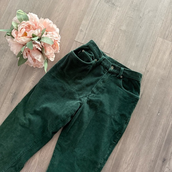 Vintage Ralph Lauren Denim Dark Green Corduroy Straight Leg Jeans - Picture 1 of 6